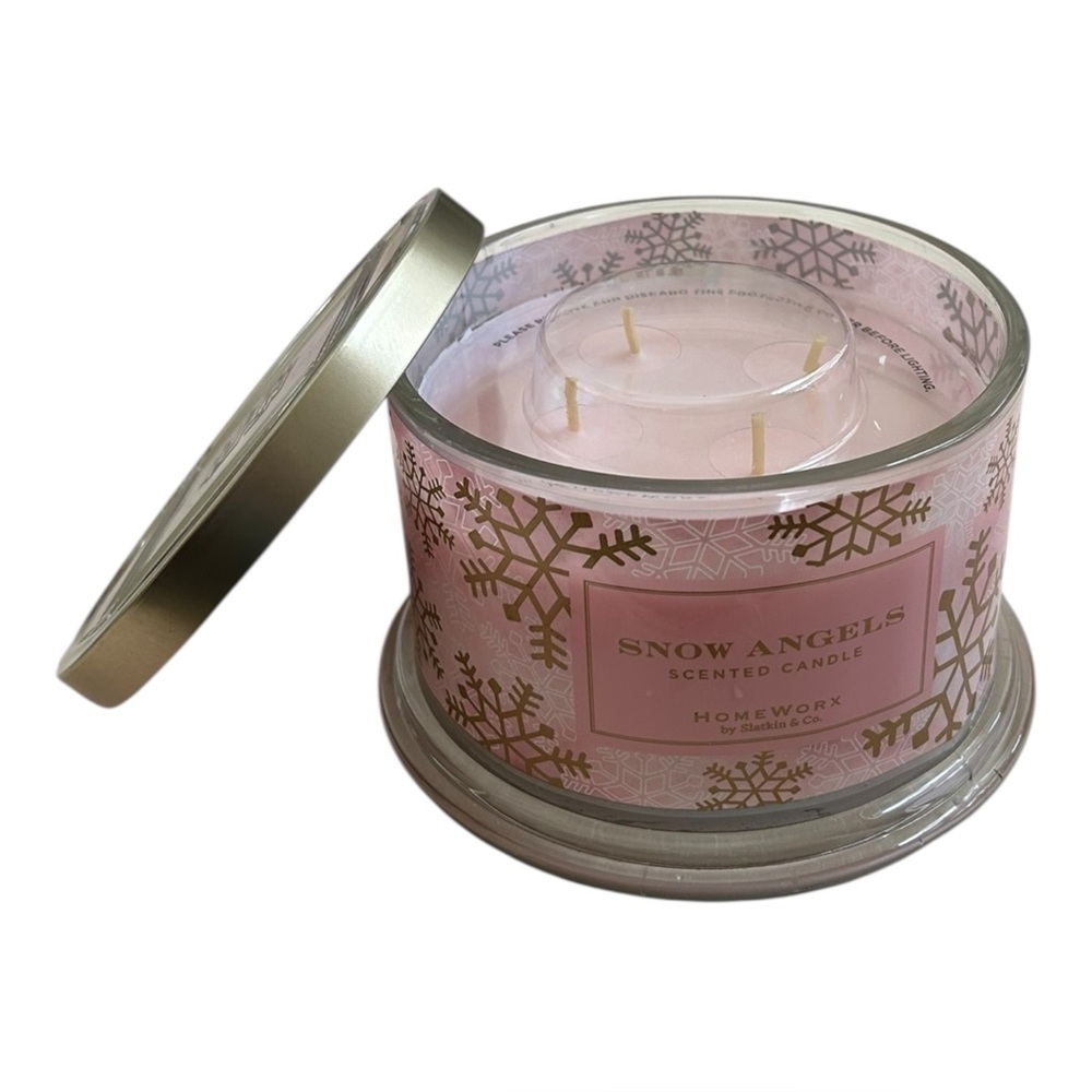 New HomeWorx Harry Slatkin SNOW ANGELS 18 Oz 4-wick Candle Unlit Vanilla Fruity